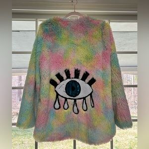 Miracle Eye Rainbow Furry Coat